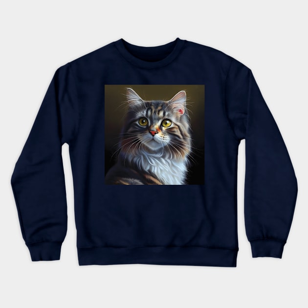 Beautiful Maine Coon Tabby Cat Crewneck Sweatshirt by Geminiartstudio